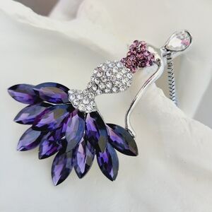 Lady Dressed in Crystals Brooch Pin Pendant Necklace NWT